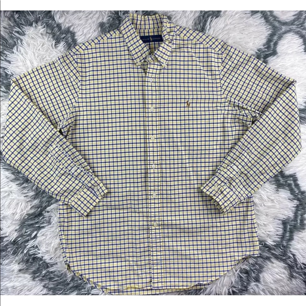 Ralph Lauren Men's Long Sleeve Button Down Yellow/Blue Size Large